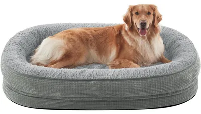 Produktbild von Orthopädisches Hundebett 107x81cm Hellgrau mit Memory-Schaum für große Hunde