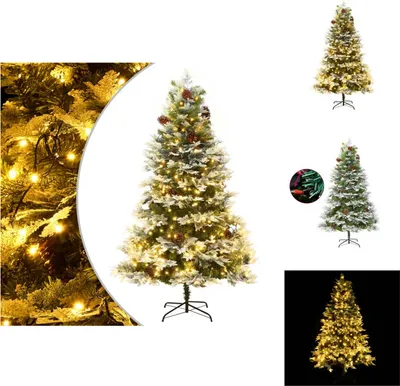 Immagine prodotto di albero di Natale vidaXL con luci e pigne verde 195 cm - Alberi di Natale
