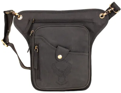Produktbild von Biker BeintascLeder Beintasche Herren Motorrad Tasche Hüfttasche Adler Prägung Live to Ride(Sche Hüft-, Gürteltasche mit Adler-Prägung "RIDE TO LIVE"