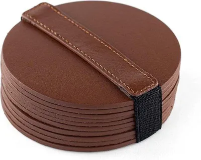 Immagine prodotto di Sottobicchieri per bicchieri - Sottobicchieri in pelle - Cognac - 10 pezzi