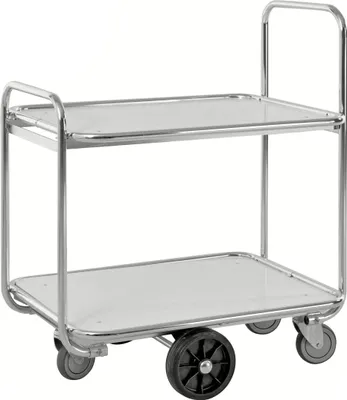 Produktbild von Kongamek Kommissionierwagen verzinkt mit 2 laminierten Böden 1250x630mm und offenen Seitenwänden