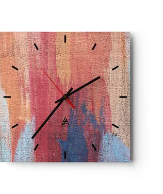 Produktbild von Wanduhr - Quadrat - Glasuhr - Die Farben Farben Abstraktion - 30x30cm - Schleichendes Uhrwerk - Lautlos - zum Aufhängen bereit - Dekoration Modern - Wanddekoration aus Glas - C3AC30x30-5069
