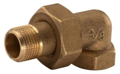 Produktbild von Messing Gewinde-Fitting Winkelverschraubung 90° mit O-Ring konisch dichtend 3/8'IG - 3/8'AG (DN 10) - schwere Ausführung