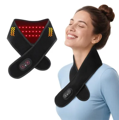 Produktbild von Rotlicht Nackenwärmer Massagegürtel, wireless Wärme‑Vibrations Nackenstütze, Kristallsamt‑Material, verstellbar, für Hals Handgelenk und andere Körperbereiche