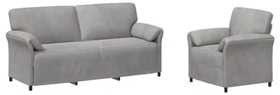 Zdjęcie produktu dla vidaXL Zestaw sof: 2 sztuki, jasnoszary, aksamit