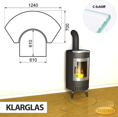 Produktbild von AKTION ! Kaminbodenplatte & Funkenschutzplatte - Funkenschutz für Kamin & Ofen - geteilte Saisonplatte Ottawa - Klarglas