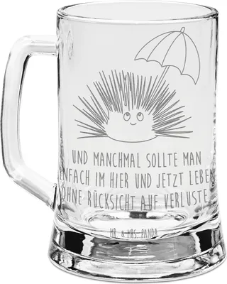 Produktbild von Mr. & Mrs. Panda Krug Seeigel - Transparent - Geschenk, Achtsamkeit, Lebe, Meer, Bierkrug Mit Gravur, Humpen, Bierhumpen, Seidel, Selbstliebe, Hier und Jetzt, Leben, Glas