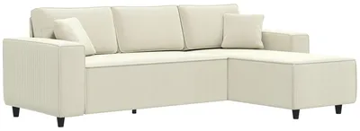 Produktbild von 3-Sitzer-Sofa mit Chaiselongue, Wohnzimmercouch mit Cordbezug, 2 Extra-Kissen, Polstersofa, Cremeweiß