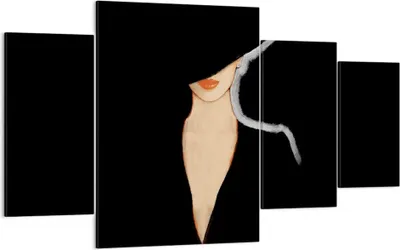 Produktbild von Bild auf Leinwand - Leinwandbild - 4 Teile - Schwarz Frau Hut - 160x90cm - Wand Bild - Wanddeko - Wandbilder - Leinwanddruck - Bilder - Wanddekoration - Leinwand bilder - Wandbild - DL160x90-4341