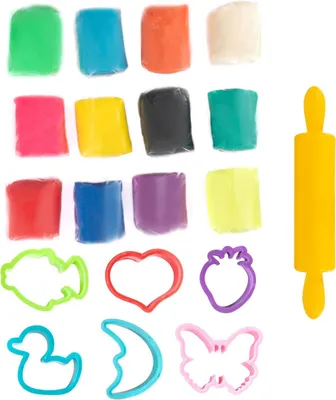 Productafbeelding van Klei Set 0,65 kg Speelklei Luchtdrogende Natuurlijke Klei met Accessoires, Speelgoed voor Kinderen 3+Jaar, 12 Verpakkingen met Kleurrijke (Nieuw)