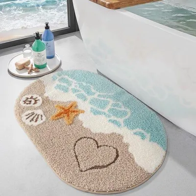 Produktbild von Famanu Badmatte oval 54 x 86 cm - antislip, weich und maschinenwaschbar