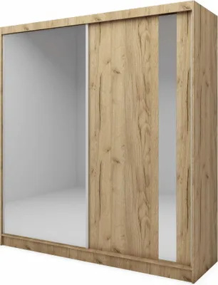 Produktbild von AGMAT Schwebetürenschrank Anzio, Kleiderschrank mit 2 Türen, Moderne Garderobe in Farbe: Artisan, Schrank in Größe: 200 x 216 x 61 cm
