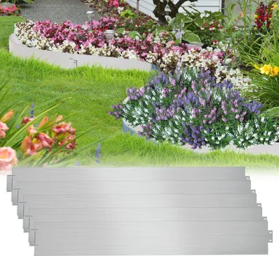 Produktbild von Clanmacy Rasenkante Metall Beeteinfassung Beetumrandung Mähkante Palisade Beetrand 100x18cm 10m