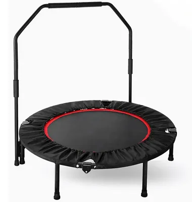 Obrázok produktu pre Skladacia fitness trampolína s nastaviteľnou rukoväťou a protišmykovými nožičkami – na kardio cvičenie – červená