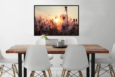 Produktbild von MuchoWow® MuchoWow® Gerahmtes Poster Löwenzahn - Sonnenuntergang - Frühling 90x60 cm - Poster mit zchwarzem Bilderrahmen - Fotorahmen - Foto-Plakat