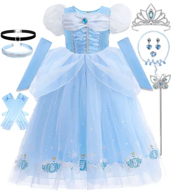 Obrázek produktu pro Kostým princezny - Šaty Popelka - Pro dívky - S doplňky - Karneval a Halloween