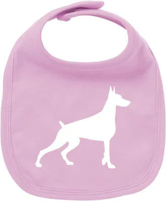 Produktbild von Huuraa Unisex Babylatz Dobermann Silhouette Geschenk Babypink  Baumwolle Dobermann Mitbringsel