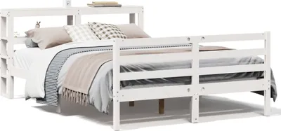 Image de vidaXL Lit en bois massif sans matelas Blanc 140x190 cm pin