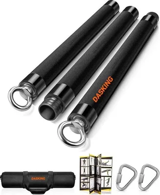 Produktbild von Fitnessbanden-Set für zu Hause, 75 cm/90 cm/98 cm, mit abnehmbaren Widerstandsbändern, Dreieckshaken und Yoga-Pilates-Bars für Full-Body-Workout