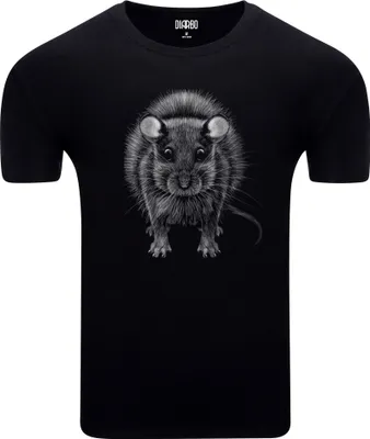 Produktbild von Diarbo Herren T-Shirt mit Tierliebhaber Druck Mausporträt Schwarz Gr.XXL
