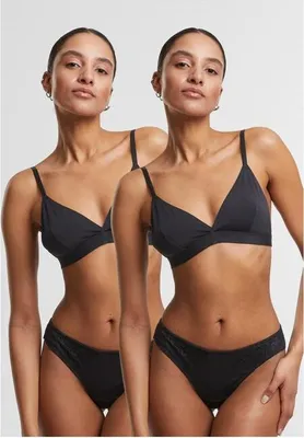 Obrázek produktu pro Urban Classics Ladies Lace Tanga 2-Pack black+black - S