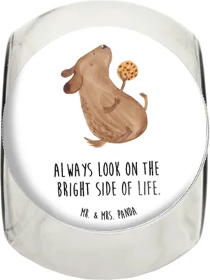 Produktbild von Mr. & Mrs. Panda Bonbonglas Hund Keks L 870ml - Weiß - Geschenk, Teedose, Lebensmittelbehälter, Leckerli, Sprüche, Hundesnacks, Vorratsglas, Bonboniere, glasbehälter