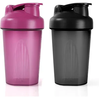 Productafbeelding van ACWOO Proteïneshaker 500ml, met meetstreep voor eiwitten, BPA-vrij, zwart, paars