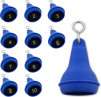 Produktbild von CombiCraft Mayfair Schlüsselanhänger Blau 70x40 mm - 10er Pack mit den gravierten Zahlen 1-10