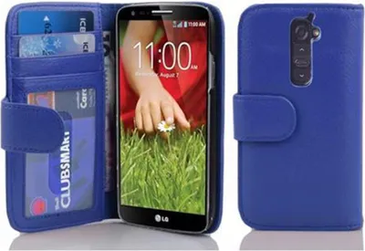 Produktbild von Cadorabo Hülle für LG G2 in Blau Backcover Handy Schutz Hülle Book Case Booklet Kartenfächer