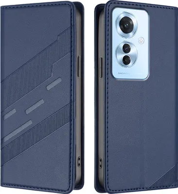 Image de Etui pour Oppo Reno11 F, étui portefeuille en cuirPolyuréthaneavec fente pour carte et fonction stand Blau