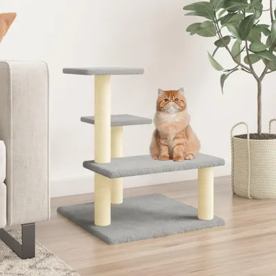 Image de Arbre à chat avec colonnes à griffer en sisal 61 cm Arbre à grimper Arbre de jeu pour chats