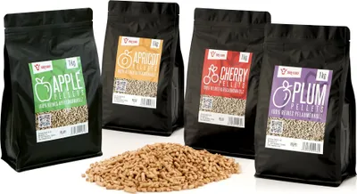 Zdjęcie produktu dla Zestaw pelletu BBQ-Toro wykonanego w 100% z drewna owocowego, 4 rodzaje po 1 kg każdy, pellet wędzarniczy do grilla, pellet do grilla