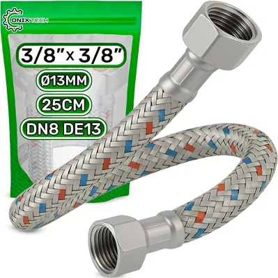 Immagine prodotto di Tubo flessibile, lunghezza 25 cm, diametro 3/8 di pollice, temperatura massima di esercizio 70 °C, pressione massima 10 bar, per uso sanitario