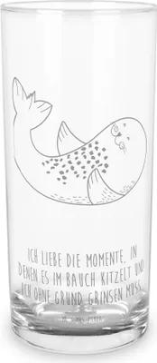 Produktbild von Mr. & Mrs. Panda Wasserbecher Robbe Liegen 200 ml - Transparent - Geschenk, Longdrinkglas, Wasserglas, Cocktailglas, Ostsee, Lustige Sprüche, Tumbler, Nordsee, Strand