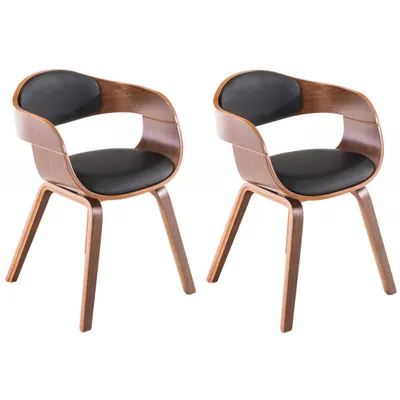 Produktbild von CLP 2er Set Stühle Kingston Kunstleder Mit Holzgestell walnuss/schwarz