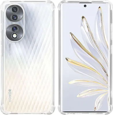 A clear protective phone case shown from the front and back.