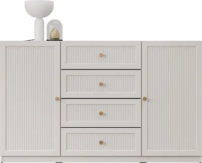 Produktbild von MIRJAN24 Türkommode Ferena 2D4SZ, Stilvoll Wohnzimmer, Kommode mit zwei Drehtüren und vier Schubladen (Farbe: Cashmere)