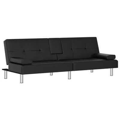 Produktbild von Schlafsofa mit Getränkehaltern Schwarz Kunstleder