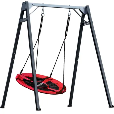 Produktbild von Potenza Kinderschaukel mit Nestschaukel Verzinktes Schaukelgestell bis 200kg belastbar Schaukel für Kinder Gartenschaukel 206x159cm I Rot
