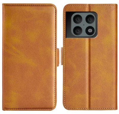 Productafbeelding van MobyDefend Hoesje - Geschikt voor OnePlus 10 Pro - Luxe Wallet Book Case (Sluiting Zijkant) - Lichtbruin