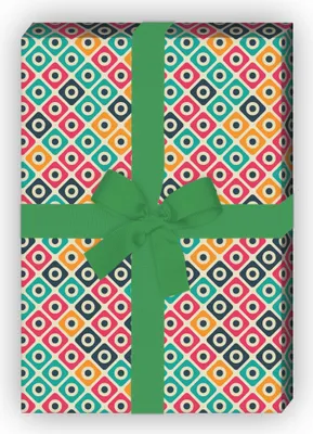 Produktbild von Geometrie Design Geschenkpapier mit Punkt Kachel in Retro Farben, türkis - G8703, 32 x 48cm
