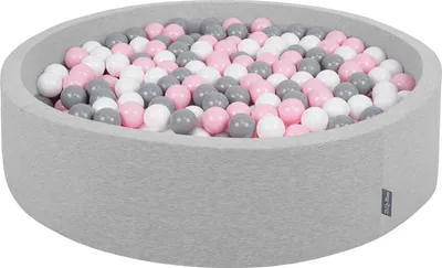 Obrázok produktu pre KiddyMoon 120x30cm/200 loptičiek ∅ 7cm Okrúhly Detské penové loptičky  vyrobené v EÚ, Svetlo sivá: Bielo-Sivá-Púdrová Ružová
