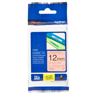 Produktbild von Brother TZe-B31 - Schwarz auf fluoreszierendem orange - Rolle (1,2 cm x 5 m) 1 Kassette(n) laminiertes Band - für Brother PT-D210, D600, H110, P-Touch PT-1005, 1010, D450, D800, H110, P300, P900, P950