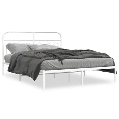 Produktbild von vidaXL Bettgestell mit Kopfteil Metall Weiß 140x200 cm