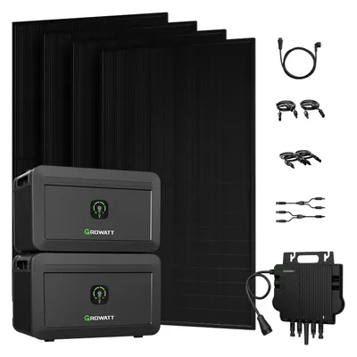Produktbild von Powerness Balkonkraftwerk mit Speicher 4096Wh 2x NOAH 2000 Speicher mit 800W Wechselrichter und JA Solar 4x 500W Full Black Bifazial Solarmodule