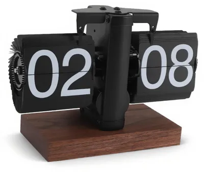 Retro Flip Bureauklok 24h, digitale mechanische Flip-Uhr, Batteriebetrieb