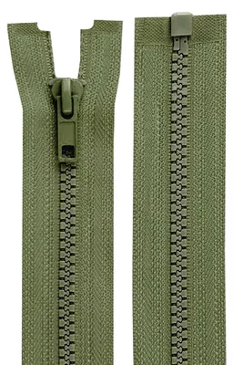 1 Reißverschluss 5mm 45 cm teilbar, Profilreißverschluss, Autolock, armeegrün