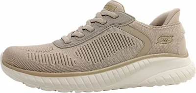 Immagine prodotto di Scarpe sportive da donna Skechers Bobs Squad Chaos-Current, ideali per l'allenamento, modello stringato, colore beige, perfette anche per il tempo libero