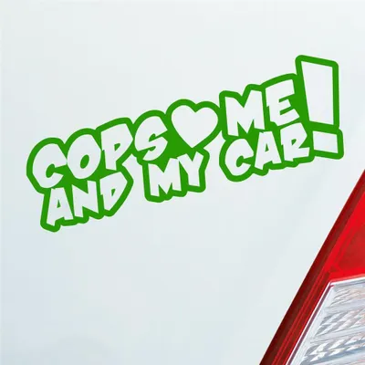 Produktbild von Auto Aufkleber Cops Love me and my Car! Racing Rennen Tuning 15x5 cm Hellgrün Sticker Heckscheibenaufkleber