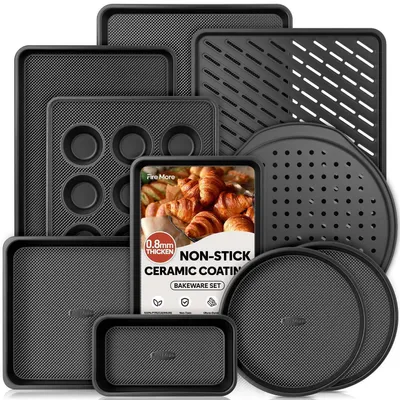 Immagine prodotto di Set da forno da 10 pezzi con rivestimento antiaderente, Acciaio al carbonio da 0,8 mm, colore nero